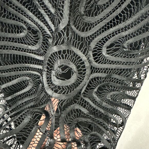 Guess Collection Black Silk Embroidered Lace Fringe Slip Dress Womens S Whimsy - Picture 10 of 14